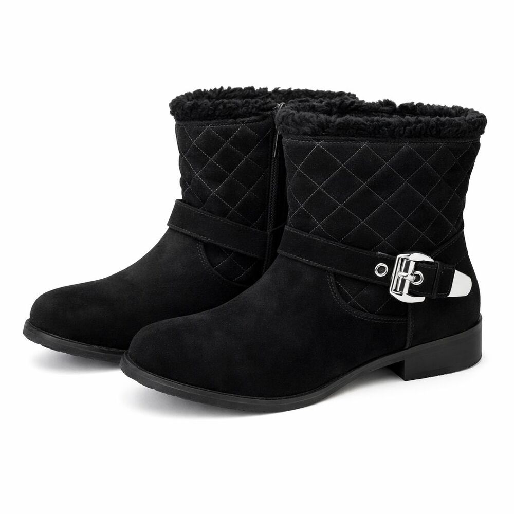 Avon Winter Warm Boots – Women’s Size 9, Faux Fur Lined, Black w/Silvertone Trim